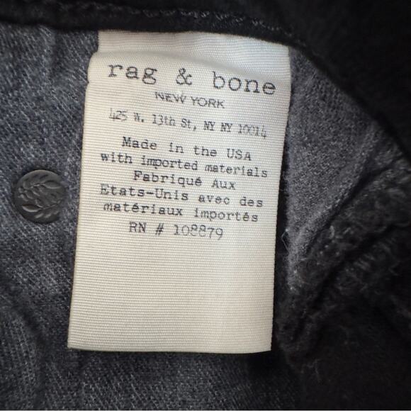 Rag & Bone Lace Up Skinny Jeans Black Coal cotton blend casual pockets high rise - Picture 11 of 13